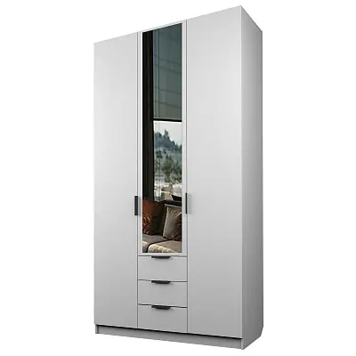 картинка Шкаф ЭКОН распашной 3-х дверный 3-мя ящиками с зеркалом от магазина КУПИ КУПЕ